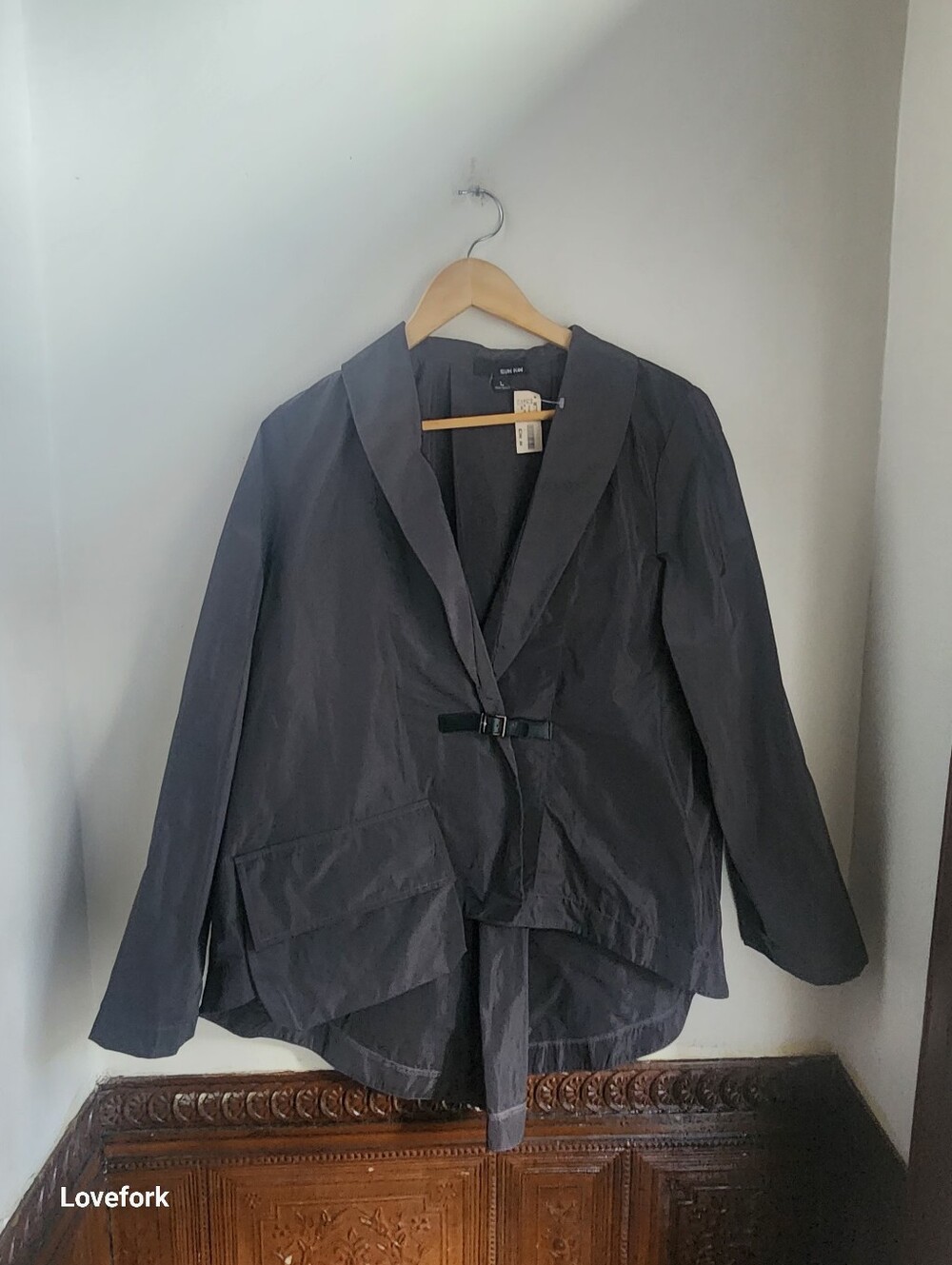 NWT SUN KIM Slate Belted L/S Collared Jacket- Sz L